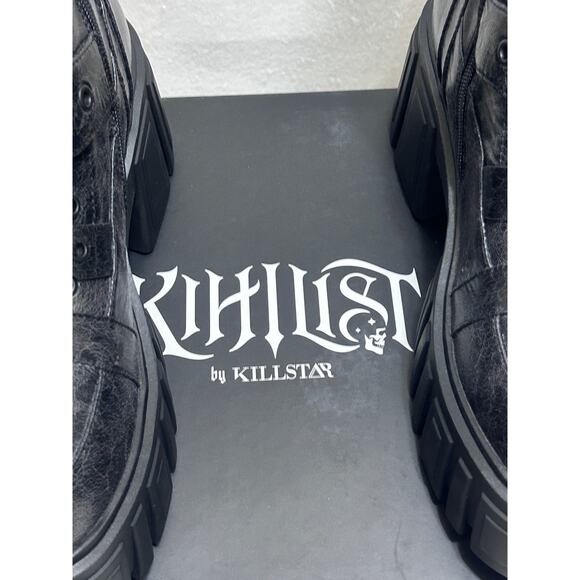 Killstar KIHILIST RUPTURA Boots Black Size 9 Textured Design Gothic Whimsygoth - Picture 3 of 9